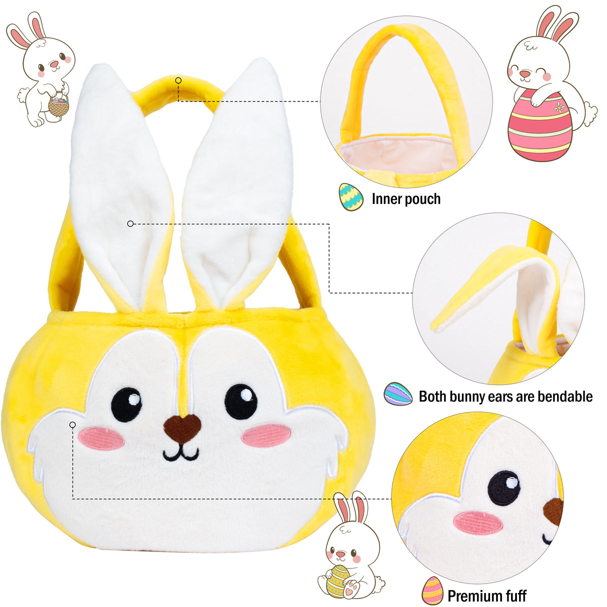 LUBOT Bunny Plush Easter Basket for Kids - GexWorldwide