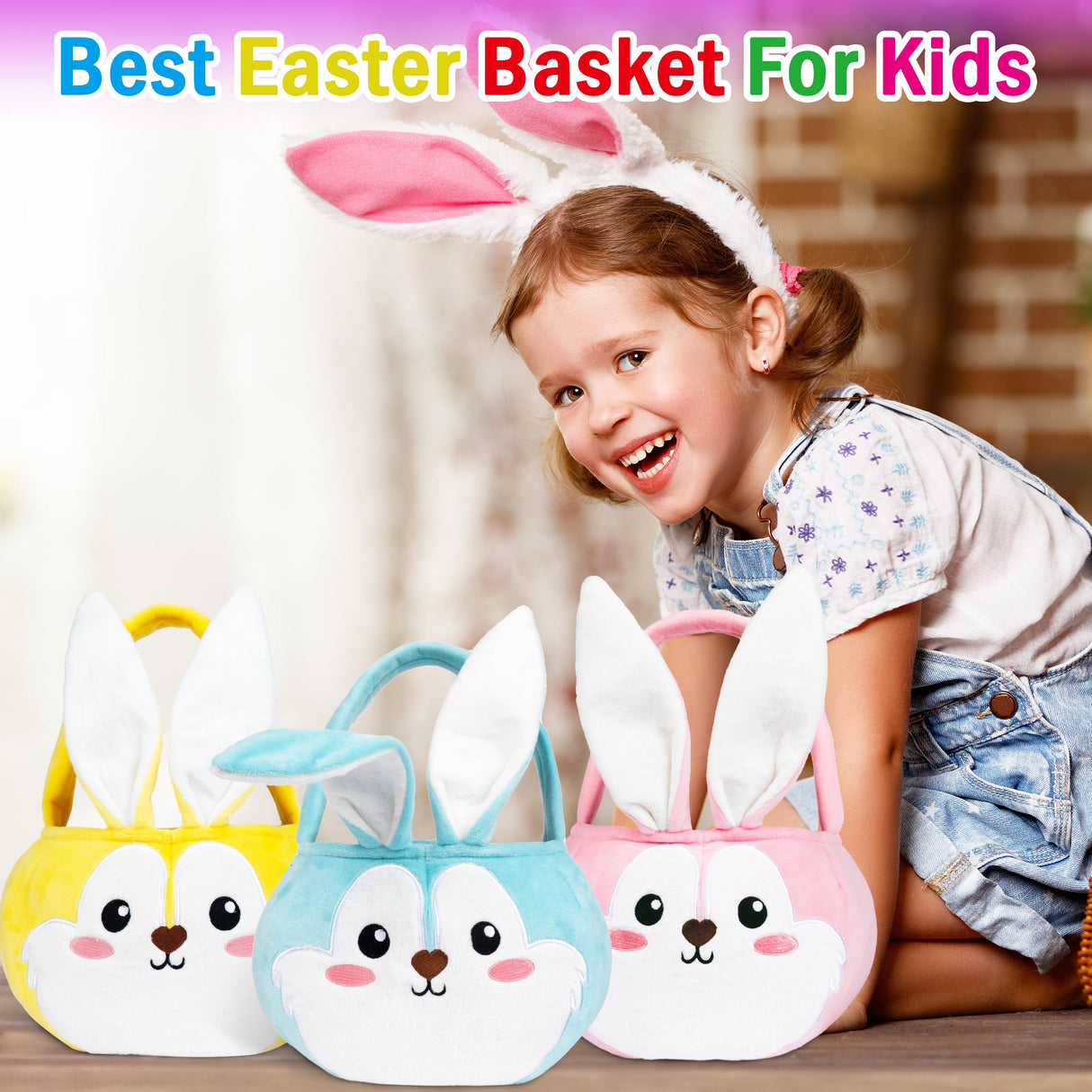 LUBOT Bunny Plush Easter Basket for Kids - GexWorldwide