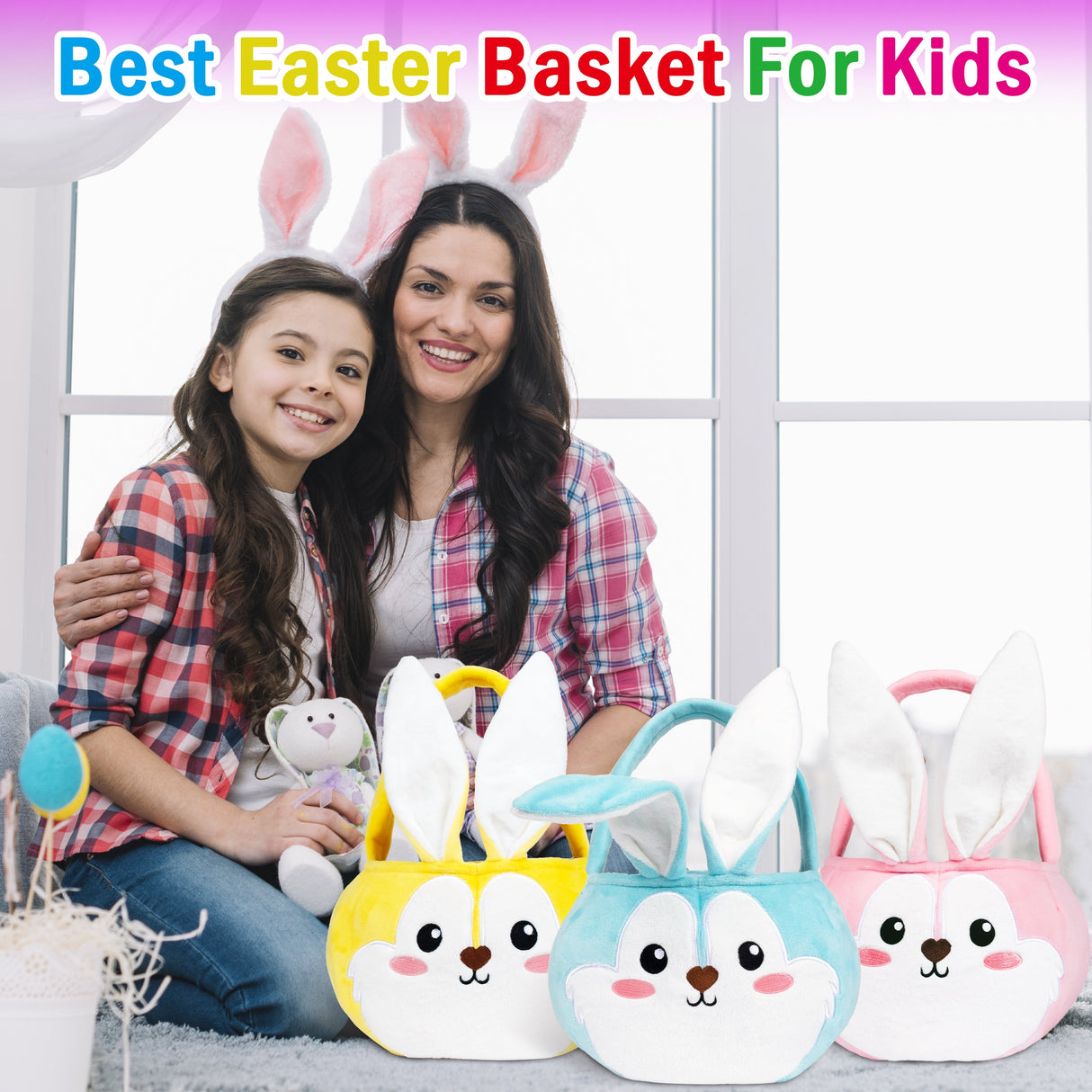 LUBOT Bunny Plush Easter Basket for Kids - GexWorldwide