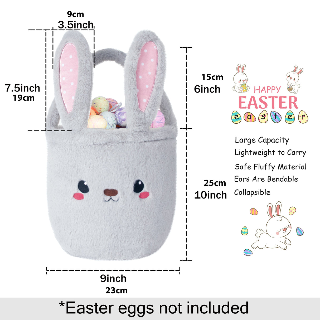 LUBOT Cute Bunny Plush Easter Basket for Kids - GexWorldwide