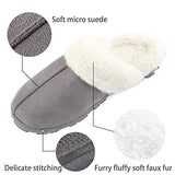 LUBOT Gray Women's Leather Slippers Plush Faux Fur Anti-Slip Indoor/Outdoor Shoes - GexWorldwide