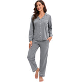 LUBOT Women’s Pajamas Two-piece PJ Set Cotton Lounge Set Long Sleeve - GexWorldwide