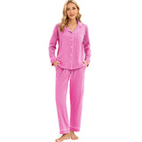 LUBOT Women’s Pajamas Two-piece PJ Set Cotton Lounge Set Long Sleeve - GexWorldwide