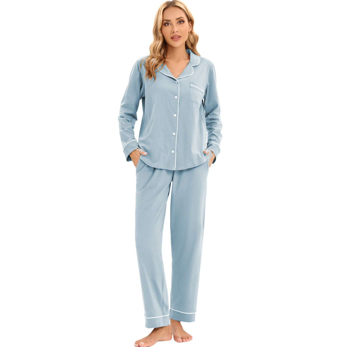 LUBOT Women’s Pajamas Two-piece PJ Set Cotton Lounge Set Long Sleeve - GexWorldwide