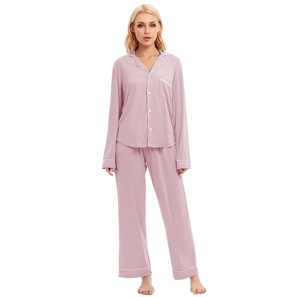 LUBOT Women’s Pajamas Two-piece PJ Set Modal Lounge Set Long Sleeve - GexWorldwide