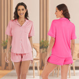 LUBOT Women’s Pajamas Two-piece PJ Set Modal Lounge Set Short Sleeve - GexWorldwide