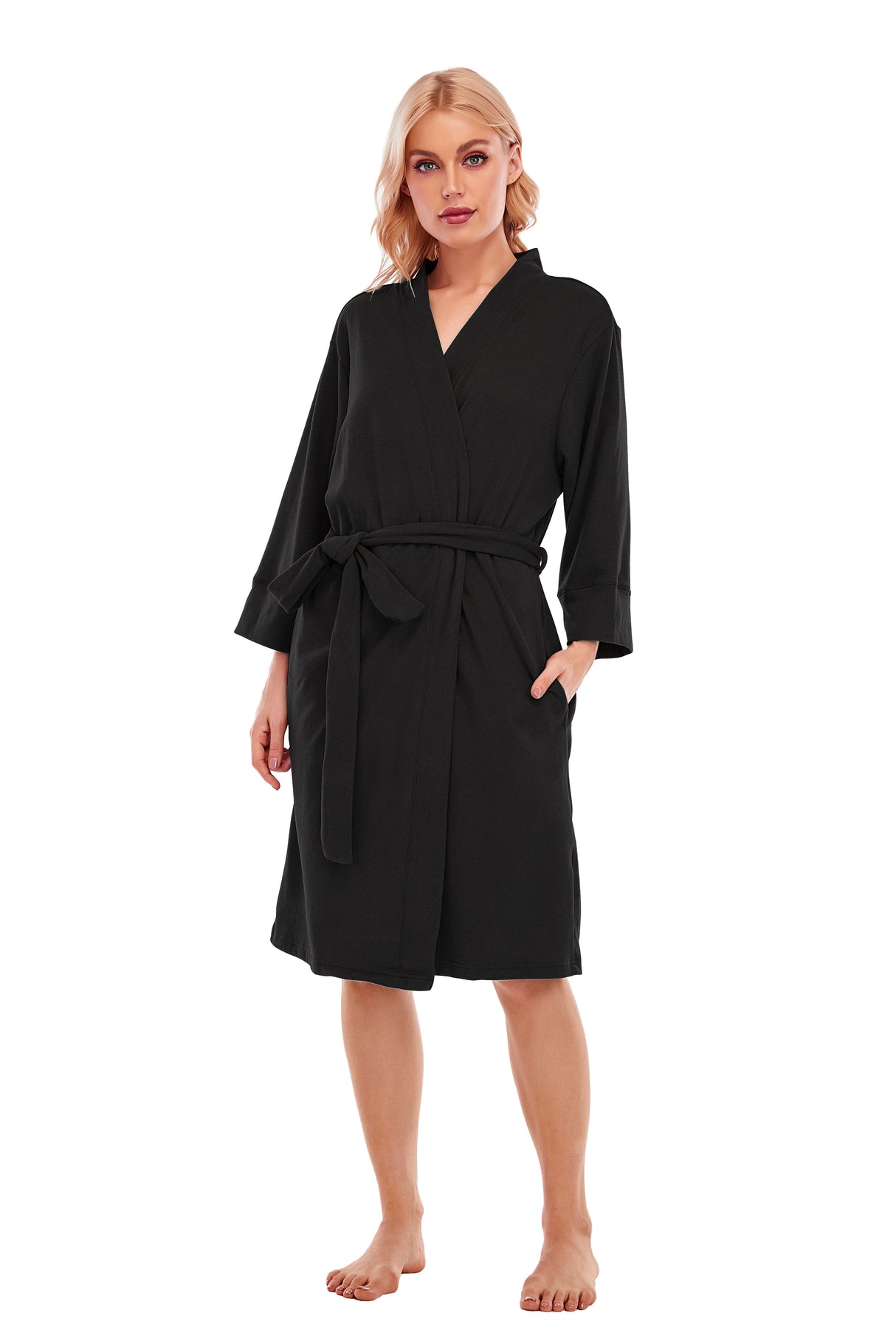 LUBOT Women's Robes Bathrobe Lightweight Microfleece Loungewear Black - GexWorldwide