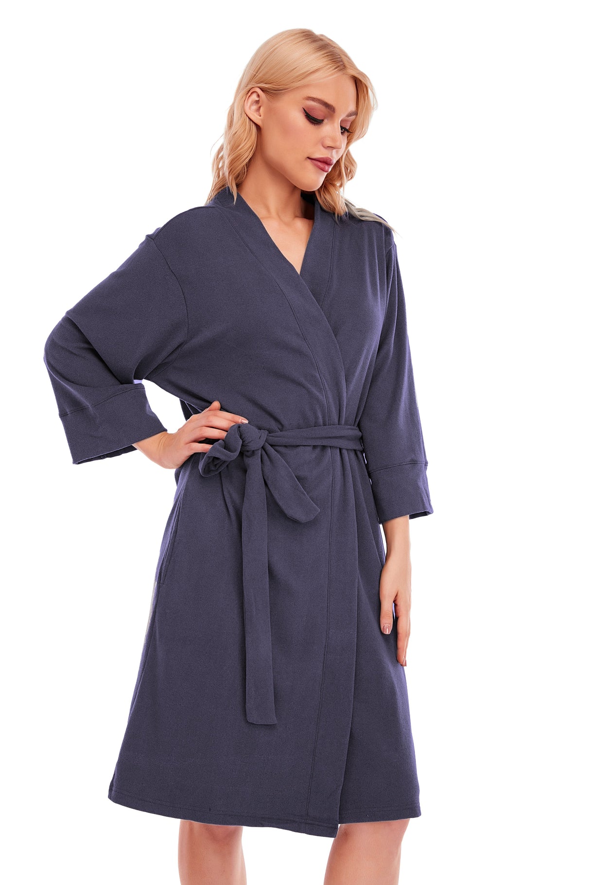 LUBOT Women's Robes Bathrobe Lightweight Microfleece Loungewear Blue - GexWorldwide