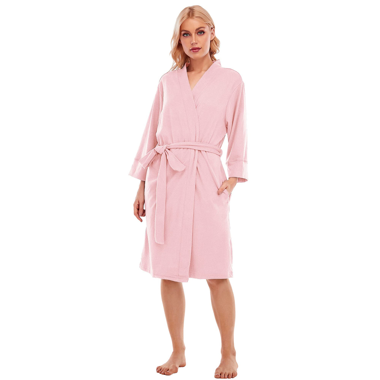 LUBOT Women's Robes Bathrobe Lightweight Microfleece Loungewear Pink - GexWorldwide