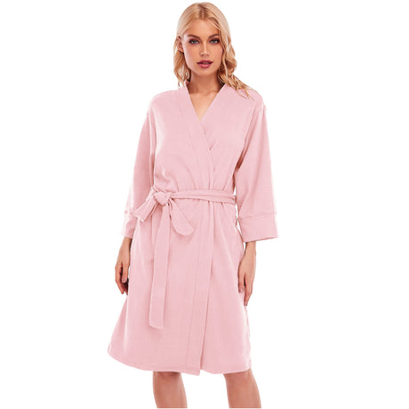 LUBOT Women's Robes Bathrobe Lightweight Microfleece Loungewear Pink - GexWorldwide