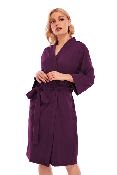 LUBOT Women's Robes Bathrobe Lightweight Microfleece Loungewear Wine Red - GexWorldwide