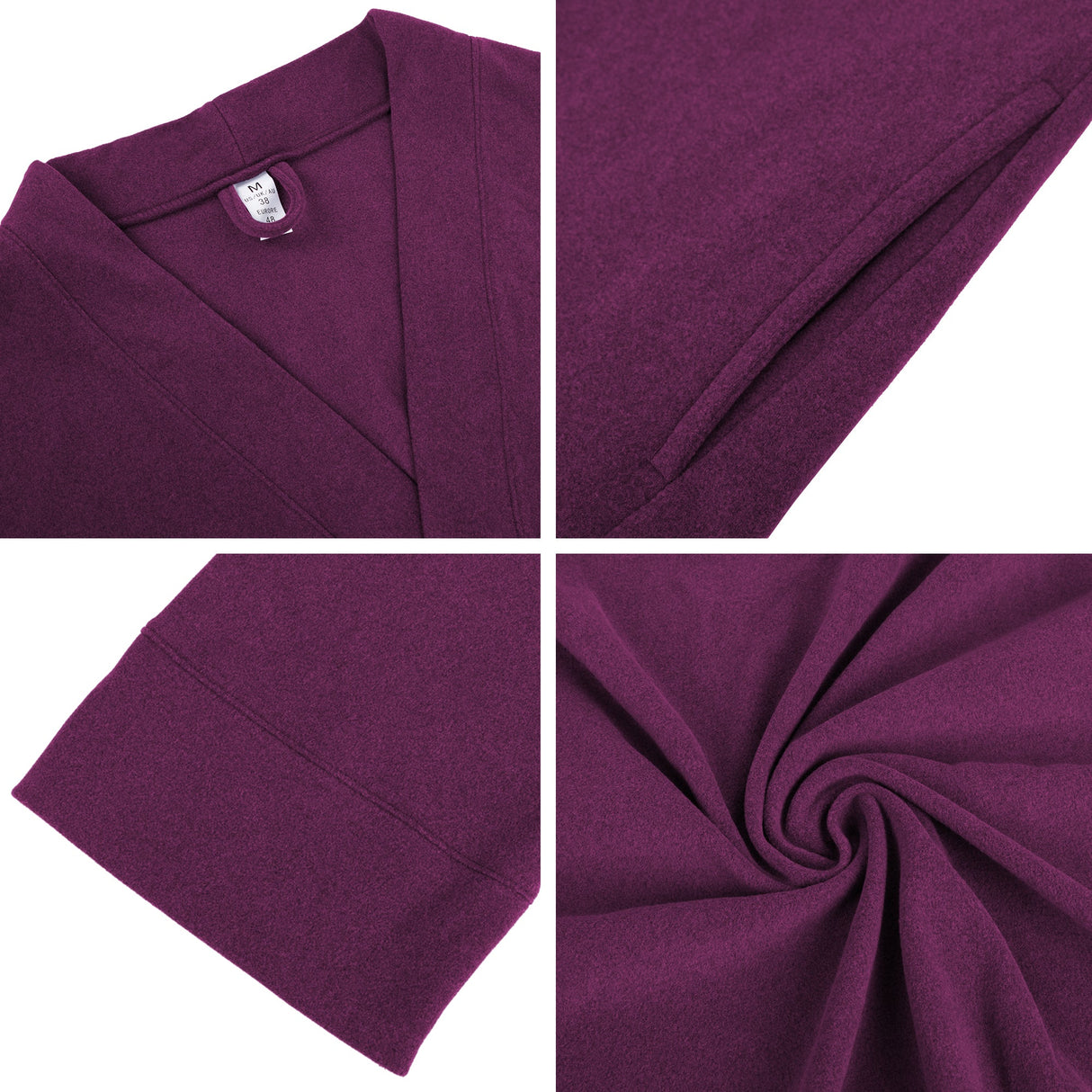 LUBOT Women's Robes Bathrobe Lightweight Microfleece Loungewear Wine Red - GexWorldwide