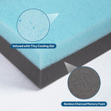 Memory Foam Bench Cushion Replacement - 72x24x2 Inch, Firm Bamboo Charcoal Blue Gel, Ideal for Bed, Sofa, Window Seat, Couch Cooling - GexWorldwide