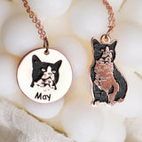 Personalized Dog Portrait Memorial Necklace Engraved Pet Photo Jewelry - GexWorldwide