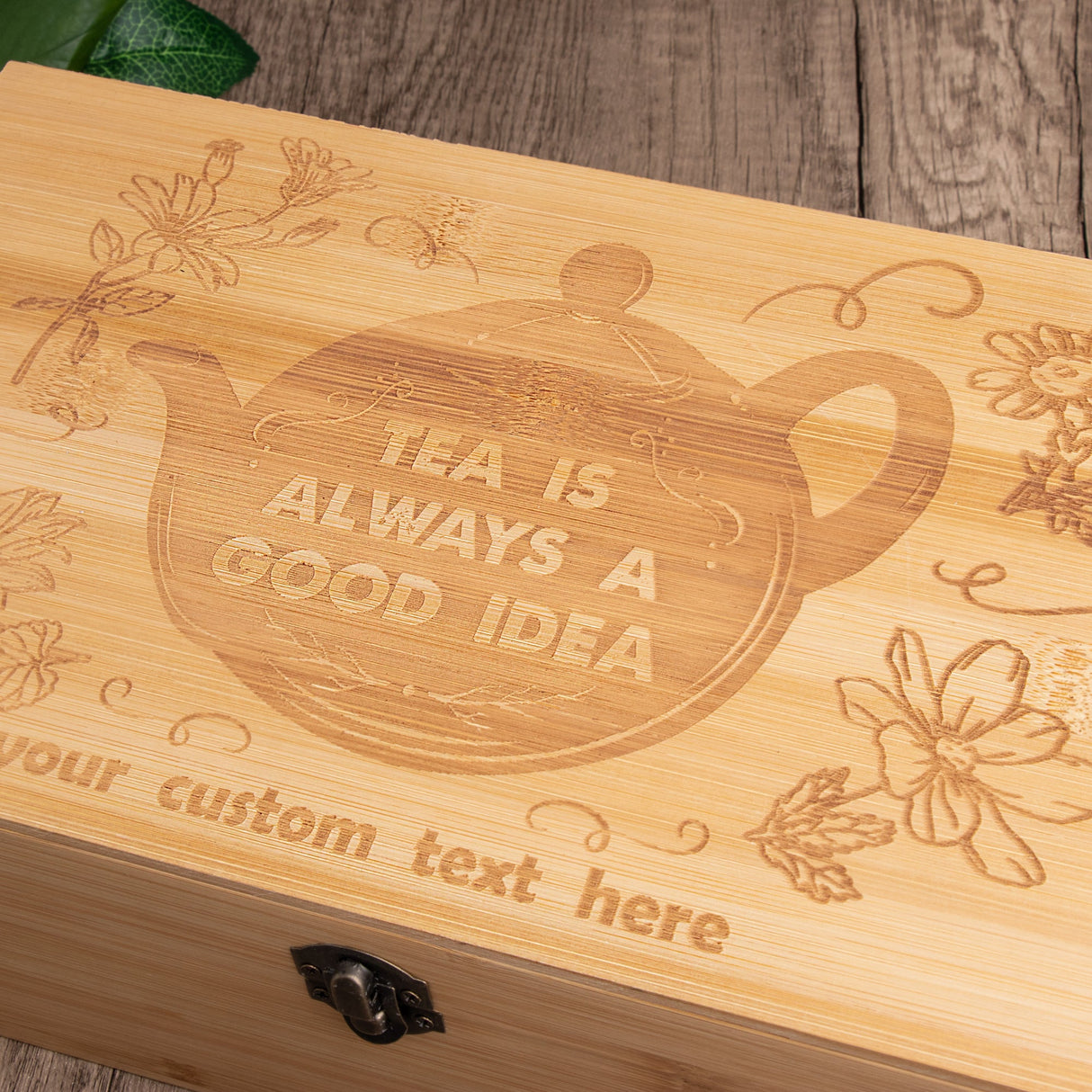 Personalized Engraved Wooden Tea Storage Box - GexWorldwide