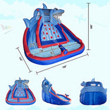 Shark Inflatable Water Slide for Kids Easy to Inflate Large Swimming Pool Outdoor Fun Bouncing House - GexWorldwide
