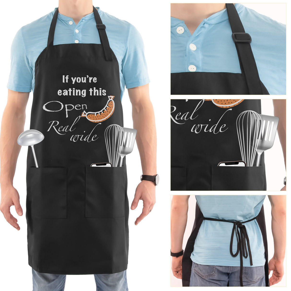 SINUOLIN Hot Stamping Apron with Pocket Cooking Apron for Men and Women Thanksgiving - GexWorldwide