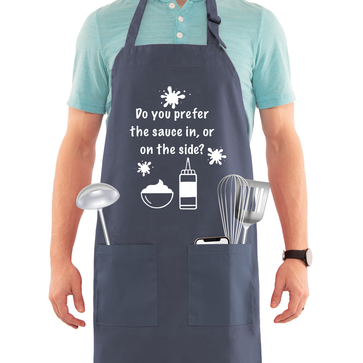 SINUOLIN Hot Stamping Apron with Pocket Cooking Apron for Men and Women Thanksgiving - GexWorldwide