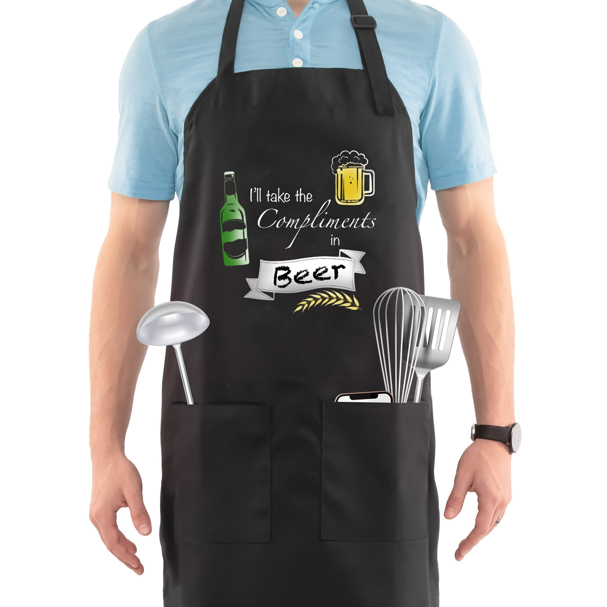 SINUOLIN Hot Stamping Apron with Pocket Cooking Apron for Men and Women Thanksgiving - GexWorldwide