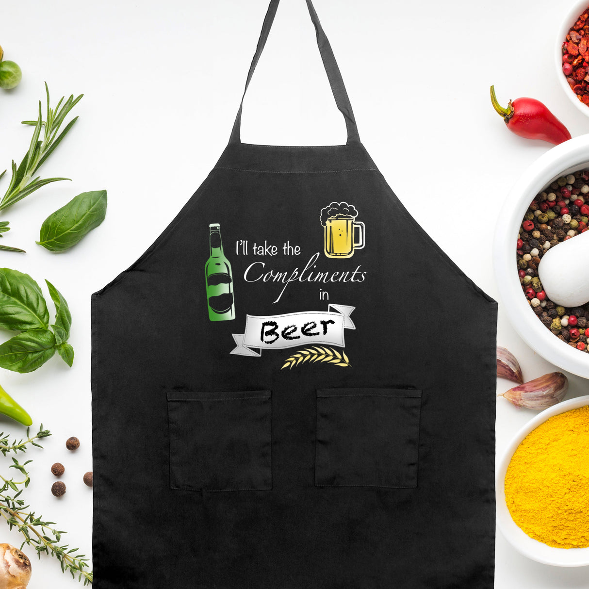 SINUOLIN Hot Stamping Apron with Pocket Cooking Apron for Men and Women Thanksgiving - GexWorldwide