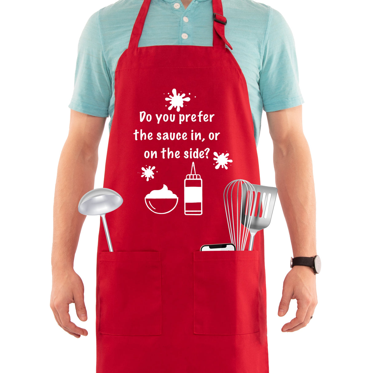 SINUOLIN Hot Stamping Apron with Pocket Cooking Apron for Men and Women Thanksgiving - GexWorldwide