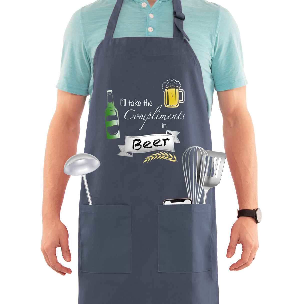 SINUOLIN Hot Stamping Apron with Pocket Cooking Apron for Men and Women Thanksgiving - GexWorldwide