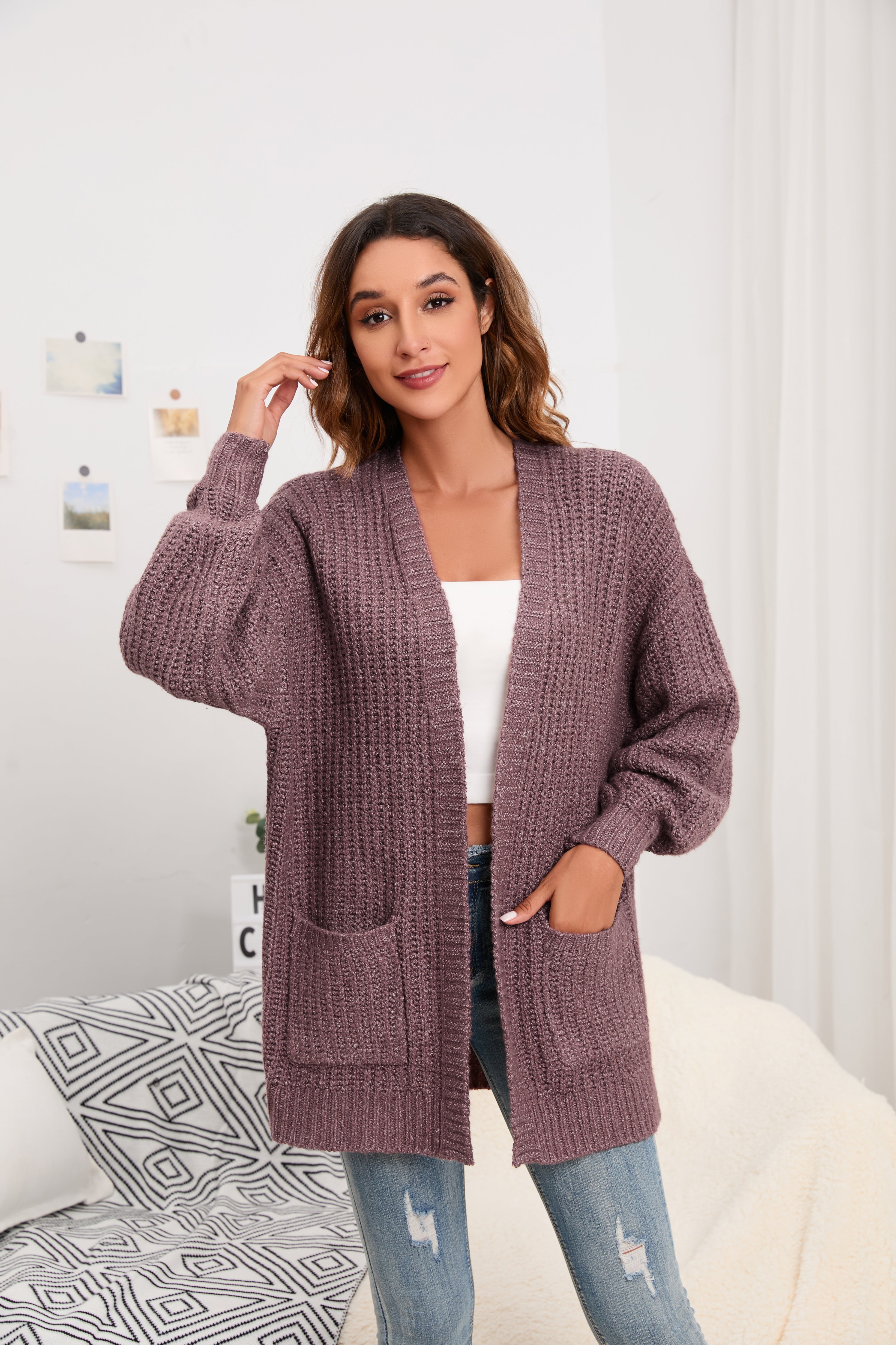 Womens cable cardigan sweater top