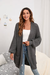 Women's Cardigan Sweater Oversized Cable Chunky Knit Coat Dark Gray - GexWorldwide