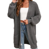 Women's Cardigan Sweater Oversized Cable Chunky Knit Coat Dark Gray - GexWorldwide