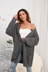 Women's Cardigan Sweater Oversized Cable Chunky Knit Coat Dark Gray - GexWorldwide