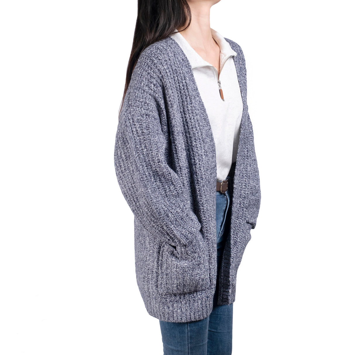 Women's Cardigan Sweater Oversized Cable Chunky Knit Coat Gray - GexWorldwide