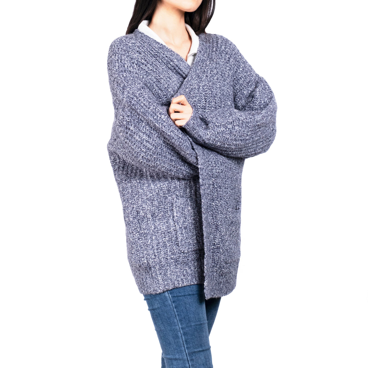 Women's Cardigan Sweater Oversized Cable Chunky Knit Coat Gray - GexWorldwide