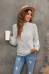 Women's Cotton Mock Neck Pullover Cropped Ribbed Knit Sweater Beige - GexWorldwide